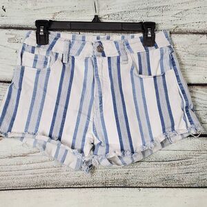 KanCan Signature Women’s High Rise Striped Denim Cutoff Shorts Size 29